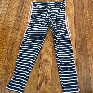 Blue and white striped leggings